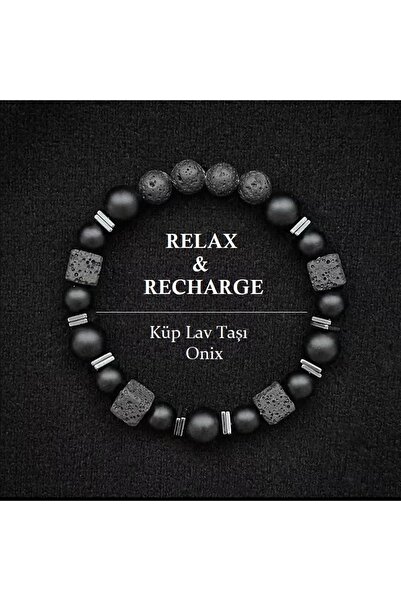 Alnis Atelier سوار من حجر اللاف المكعب وحجر الأونيكس الطبيعي غير اللامع