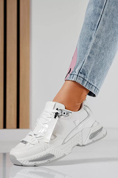 Zaira Adidasi dama albi din piele ecologica Roni #20974 - 40