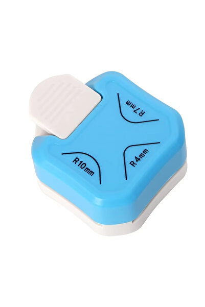 Choice أداة تثقيب الزوايا الدائرية ثلاثية الوظائف (3 في 1) باللون الأزرق، مصنوعة من المعدن والبلاستيك، بأحجام 4 مم، 7 مم، و10 مم، مناسبة للبطاقات والأعمال اليدوية.