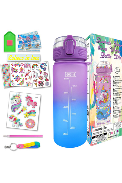 Choice1 PURPLE Decorate Your Own Water Bottle Kits for Girls Age 4-6-8-10,Mer...