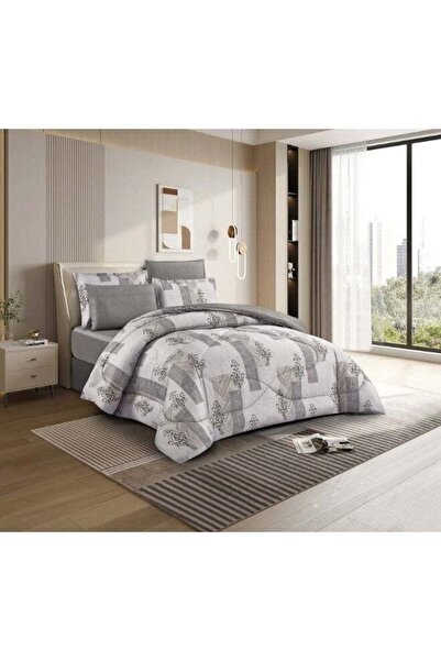 NOON طقم سرير فاخر مزدوج من الألياف الدقيقة مكون من 6 قطع