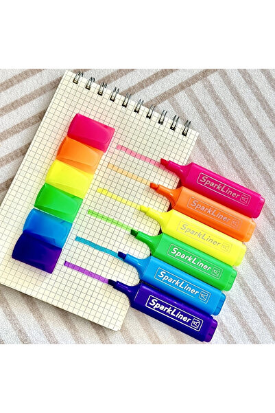 Choice مجموعة أقلام تظليل نيون مكونة من 6 قطع - أقلام تحديد برأس مشطوف مع حبر...