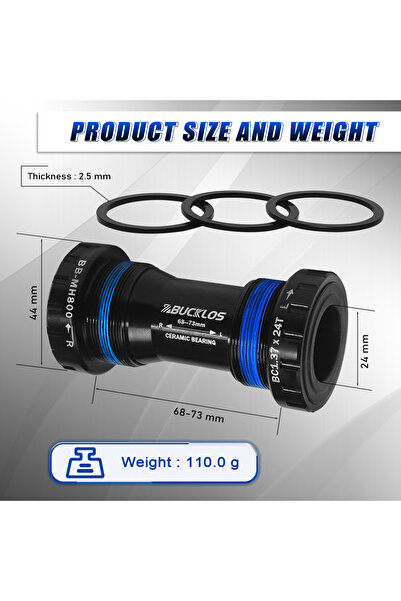 BUCKLOS MH800-BLACK 24mm حامل سفلي للدراجة ملولب BSA BB68/73 حامل سفلي للدراج...