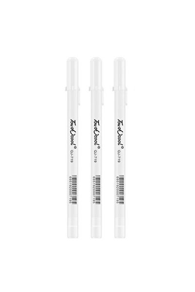 Choice أقلام حبر جاف بيضاء، 3 قطع، ذات رأس رفيع، تُستخدم للرسم والتخطيط والتو...