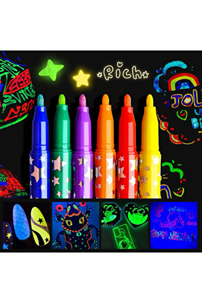Choice مجموعة من 6 أقلام تظليل ملونة تتوهج في الظلام، أضئ إبداعاتك المظلمة!