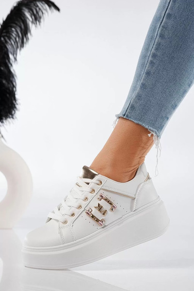 Zaira Adidasi dama albi din piele ecologica Iris #20698 - 39