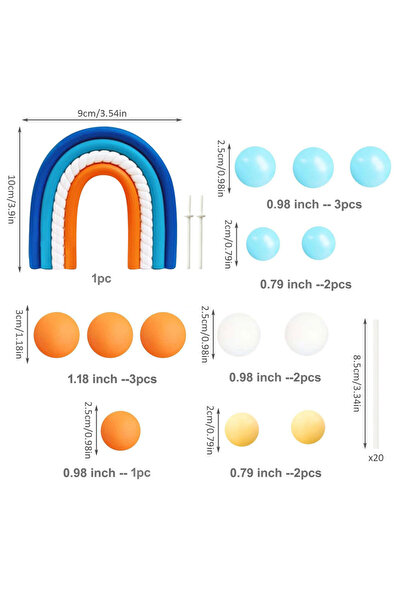Choice 14pcs 14pcs Blue Rainbow Cake Toppers With Blue Orange White Balls For Birthday Cake Decorations Ba