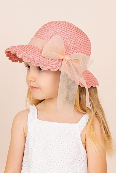 Katia&Bony Солом'яний капелюх з бантиком, рожевий