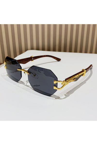 Choice نظارات شمسية سوداء بدون إطار سداسية الشكل للرجال، وعدسات متدرجة، ونظار...