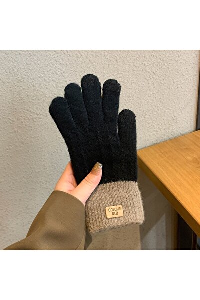 Choice قفازات سوداء كاملة الأصابع من الصوف الشتوي السميك المقاوم للبرد، مناسب...