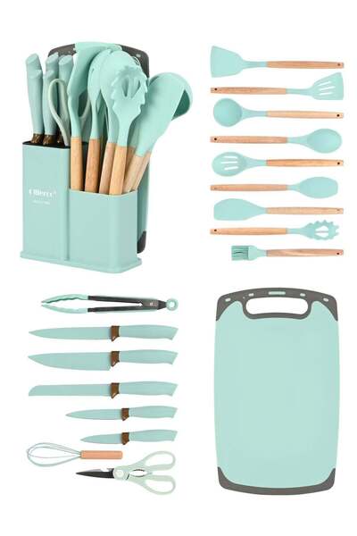 Ollieroo 19Pcs Set Of Kitchen Knives And Tools 1500G - Green