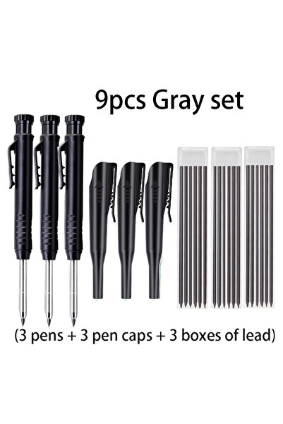 Choice مجموعة أقلام رصاص نجار ذات ثقوب عميقة QB216-9 سوداء مكونة من 9 قطع/مجم...