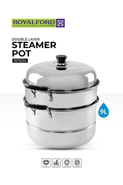 ROYALFORD قدر بخار مزدوج الطبقات من الفولاذ المقاوم للصدأ سعة 9 لترات - متعدد...