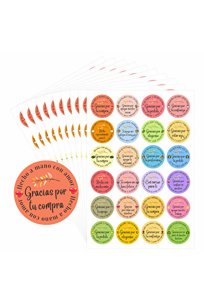 Choice MULTI 240 Pcs Spanish Thank You Stickers – Round Appreciation Labels w...