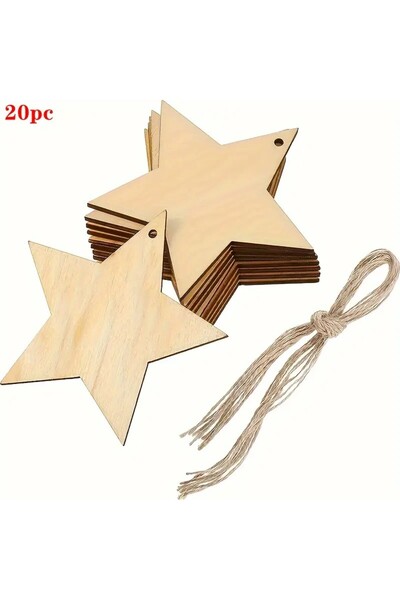 Choice مجموعة من 20 قطعة من أشكال النجوم الخشبية المقطوعة، مناسبة للأعمال الي...
