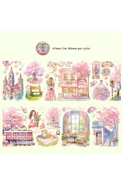 Choice ملصق واحد من شريط لاصق PET بتصميم زهرة الكرز، مناسب لأجهزة الكمبيوتر ا...