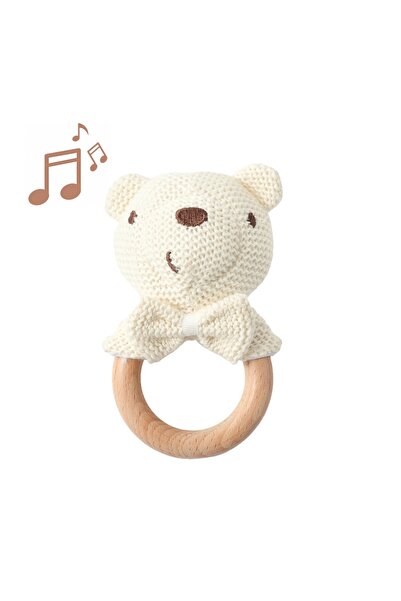 Choice White Bear Baby Rattle Toys Cute Bear Crochet Animal Toys Cartoon Wooden Teether Baby Mobile Crib Pr