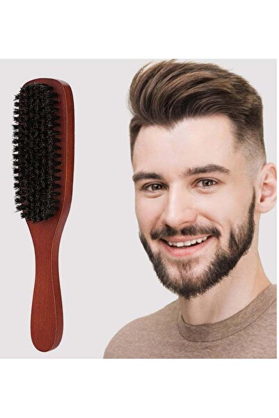 BLOOMING TIME Men's Wooden Beard Brush with Handle Brown/Black