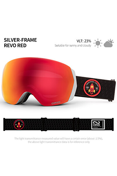 Choice نظارات تزلج جديدة من COPOZZ، فضية وحمراء، بعدسة مزدوجة مضادة للضباب، ح...