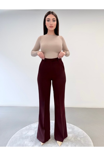 ossons Premium %100 Cotton High Waist Flared Pants