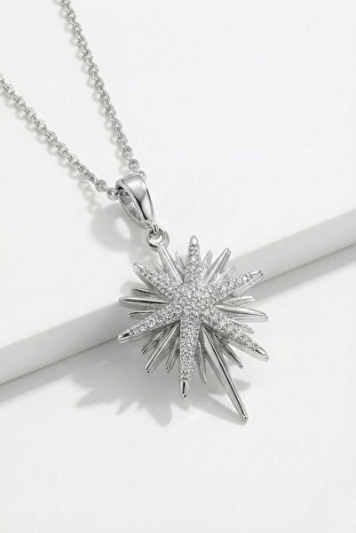 Lorivelle Zirkon Taşlı Kutup Yıldızı Paslanmaz Çelik Kolye - Kararmaz Kuzey Y...