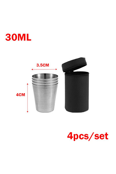 Choice 30ML Set 4Pcs/Set Stainless Steel Outdoor Water Cups with Portable Case for Hiking Camping Picnic BB