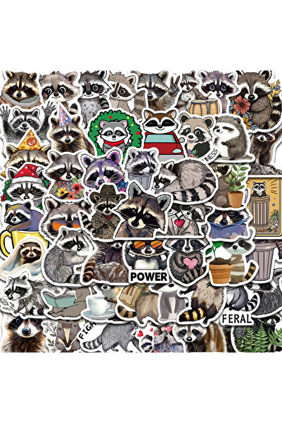 Choice 50 قطعة من ملصقات الراكون الكرتونية، ديكور منزلي بطابع الحنين إلى الما...