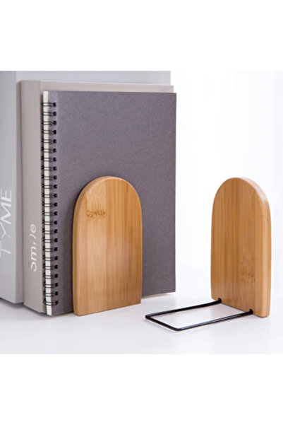 Choice قطعتان من منظم مكتبي من الخيزران الطبيعي، حامل كتب، رف كتب