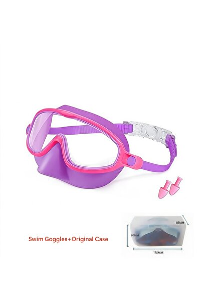 Choice نظارات سباحة للأطفال، لون بنفسجي وردي، مع غطاء للأنف، وقناع غوص واسع ا...