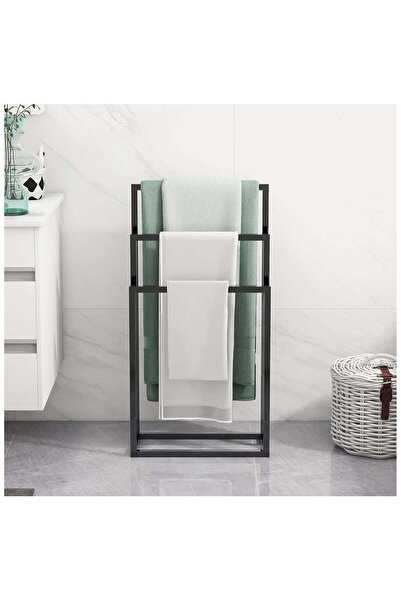 urevo رف مناشف معدني قائم بذاته بثلاثة أرفف (86 × 44 × 21 سم)