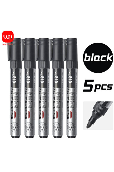 Choice ٥ أقلام تحديد دائمة WQN-٢/٥/١٠ قطع بحبر أسود سريع الجفاف للخشب والزجاج...