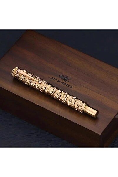 Choice قلم حبر فاخر من النحاس الأصفر الذهبي، مزين بلمسات ذهبية، بمقبض مريح، س...