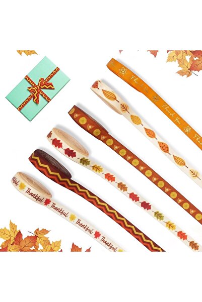 Choice 17 × 7 × 1 سم، 6 قطع، 6 لفات، 30 ياردة، شرائط خريفية، شرائط حصاد الخري...