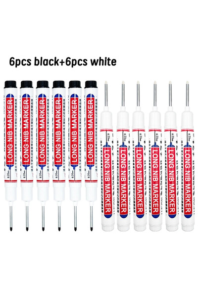 Choice 12 قلم تحديد ثقوب عميقة برأس طويل مقاوم للماء، بألوان متنوعة (أحمر/أسو...