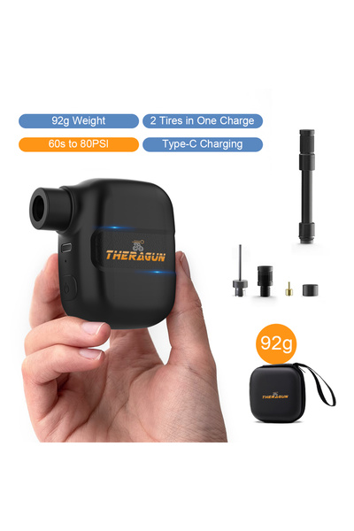 Choice مضخة هواء صغيرة محمولة للدراجات من يو تو برو ثيراجون، قابلة لإعادة الشحن، ضغط 100 رطل لكل بوصة مربعة، 5 فولت، منفذ من النوع سي، ملحقات للدراجات