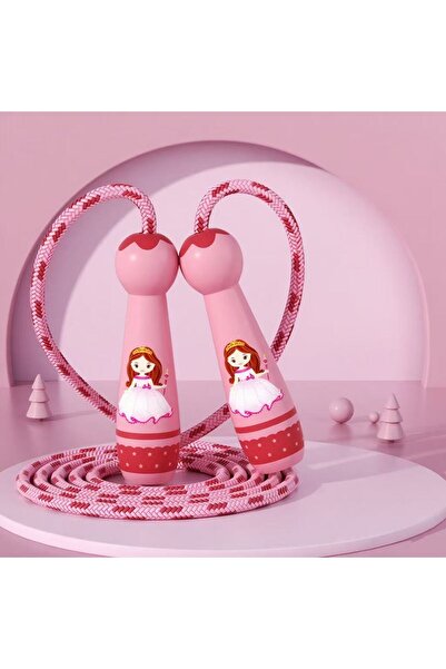 Choice حبل قفز قابل للتعديل للأطفال من برينسيس - قطعة واحدة - حبل قفز مضفر من القطن مع مقبض خشبي للأطفال الصغار