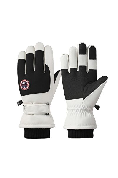 Choice قفازات تزلج شتوية بيضاء مقاومة للماء والانزلاق، مناسبة للتزلج على الجل...