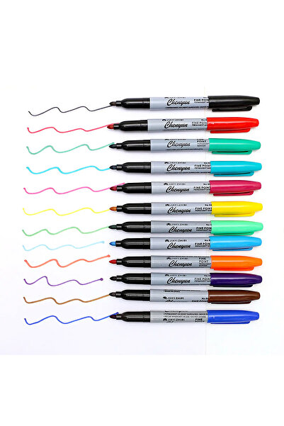 Choice Multi 12colors Fine Point Permanent Markers, perfect for Classroom, Office, Durable and Long-Lasting