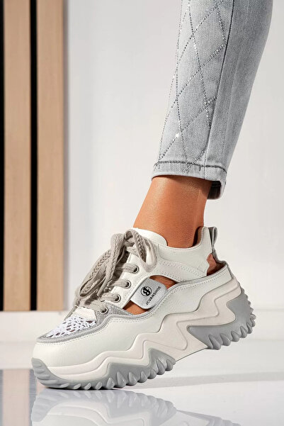 Zaira Adidasi dama gri din piele ecologica Perla #21436 - 40