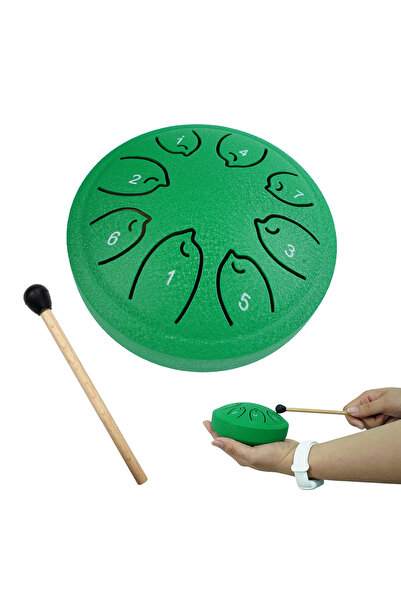 Choice Green 4.5 Inch Steel Tongue Drum 8 Notes Handpan Meditation Yoga Chakra Healing Rain Chime Sound fo