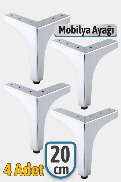 Badem10 Metalon 20 cm 4Pcs Silver Chrome Metal Furniture Leg Modern Sofa Durable Unit Foot Legs