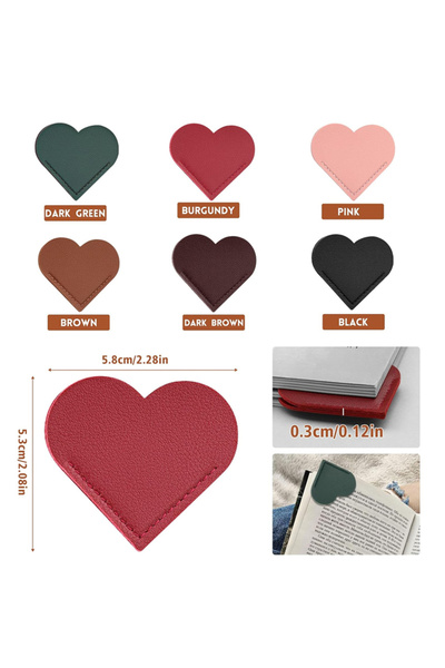 Choice ٦ قطع من فواصل الكتب الجلدية على شكل قلب من Zxiixz، فواصل صفحات زاوية،...