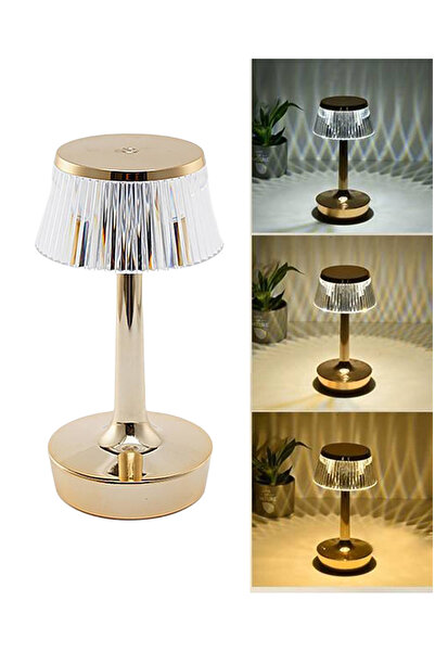 Neovista Gold Renkli Dokunmatik Şarjlı Masa Lambası – 3 Işık Modu, Type-C, Di...