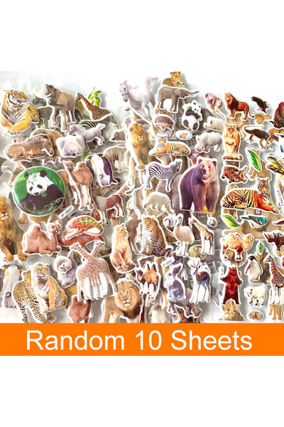 Choice PPT-10PCS-ZSDW ١٠ أوراق ملصقات ثلاثية الأبعاد بارزة على شكل حيوانات، م...
