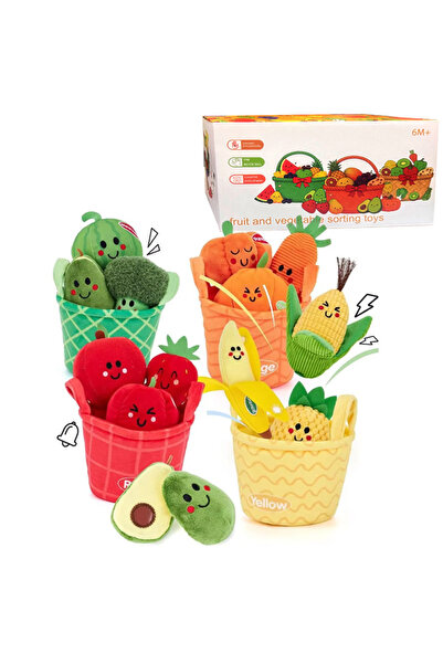 Choice Fruit with BOX Baby Sensory Toys My First Fruit Vegetable Color Sorting Play Food with Crinkle Rattl
