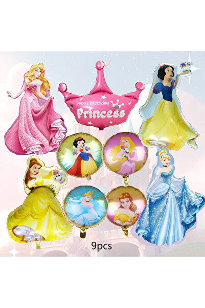 Miniso مجموعة أخرى من 9 قطع من لوازم حفلات أميرات ديزني، بالونات ألومنيوم أمي...