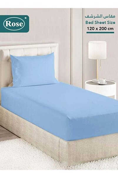 Rose Luxurious Plain Fitted Sheet with Deep Pockets and Pillow Case, Extra Twin 120x200 cm - Light B
