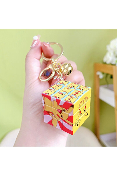 Miniso سلسلة مفاتيح بوكيمون إبداعية صغيرة على شكل مكعب روبيك بيكاتشو من موفانغ بي، قلادة لطيفة على شكل سيارة وحقيبة مدرسية