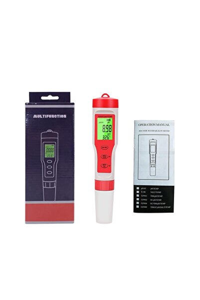 NO BRAND pH-metru digital 4 în 1 LCD, tester pH/TDS/EC/TEMP EZ 9908 - Tester de calitate a apei (alb)