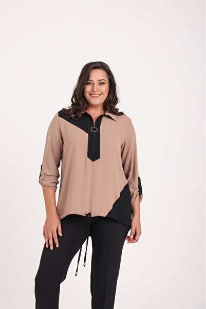 LİM BÜYÜK BEDEN FERMUARLI BLUZ